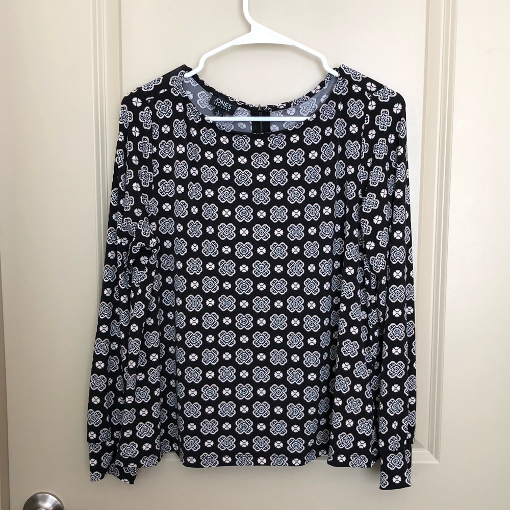 Black Patterned Long Sleeve Blouse